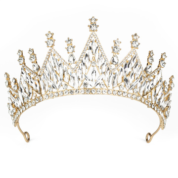 DIADEM Korona Tiara MISS GLOW ŚLUBNY ZŁOTY cyrkonie KRYSZTAŁY