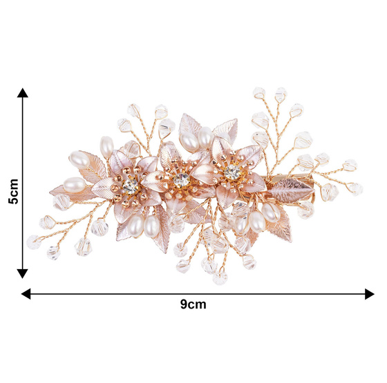 Ozdoba ślubna do włosów GRZEBYK ŚLUB KRYSZTAŁKI KWIATY