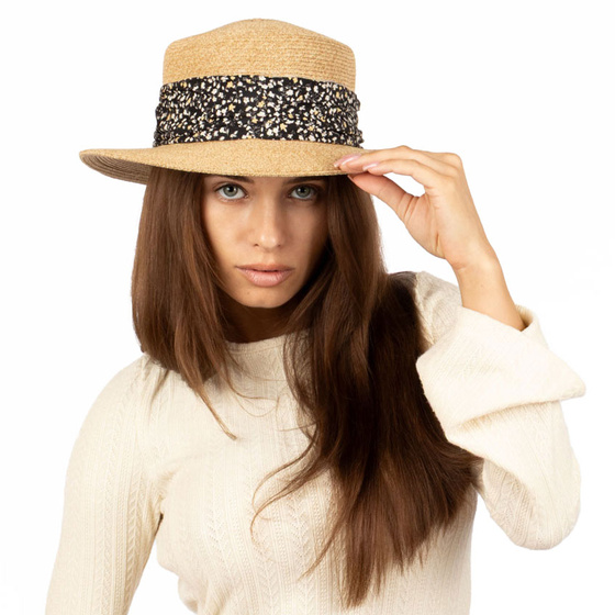 KAPELUSZ DAMSKI Alessio słomkowy boho lato plaża KOKARDA słomiany