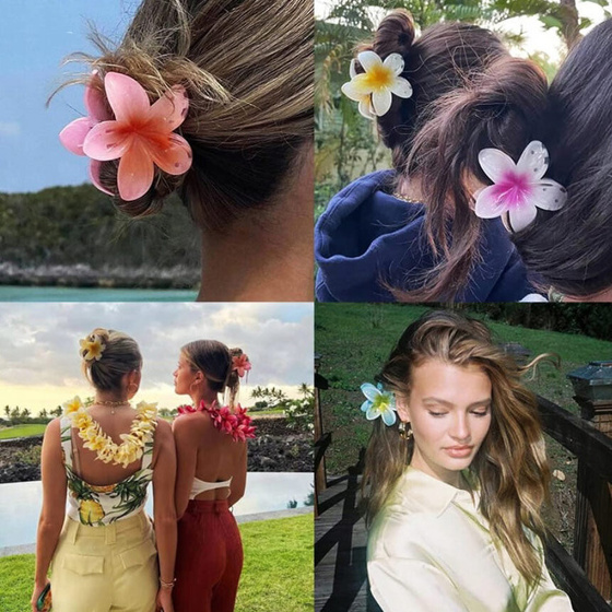 KLAMRA szczęka SPINKA do włosów duża kwiatek KWIATY żabka HAWAJSKA