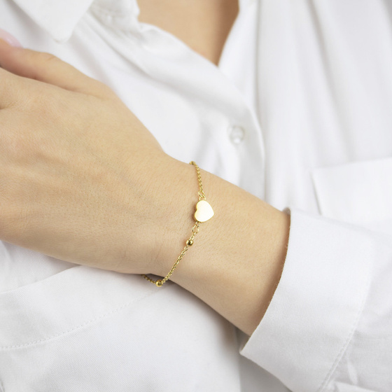 Bransoletka STAL SZLACHETNA POZŁACANA serduszko