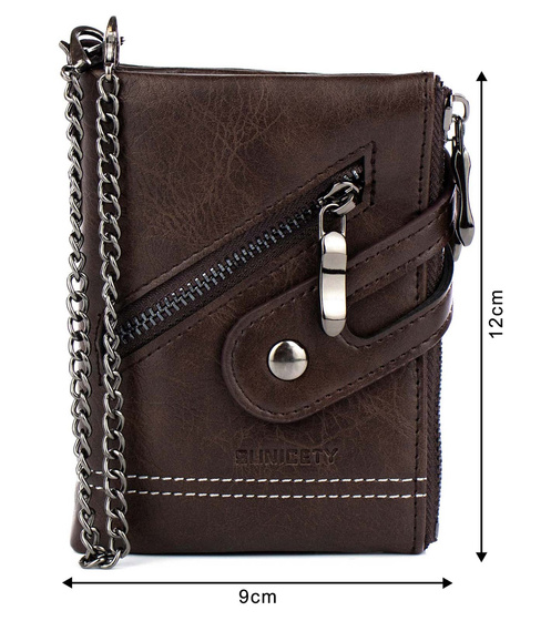 Alessio PORTFEL MĘSKI Block Kart RFID ŁAŃCUCH Pudełko PREZENTOWE