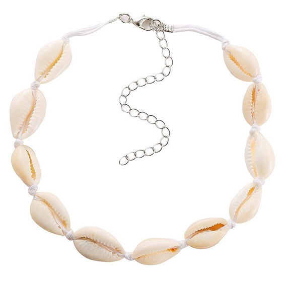 CHOKER naszyjnik Z MUSZELEK biały MUSZELKI