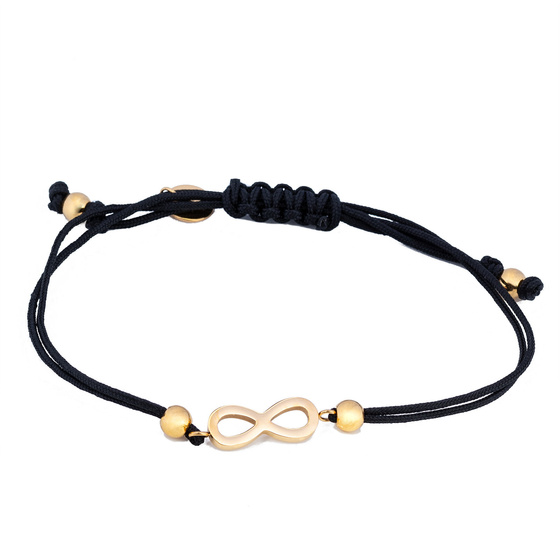 BRANSOLETKA sznurek STAL SZLACHETNA POZŁACANA