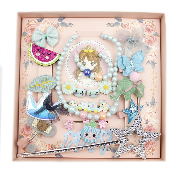 ZESTAW DLA DZIEWCZYNKI niebieski SPINKI naszyjnik