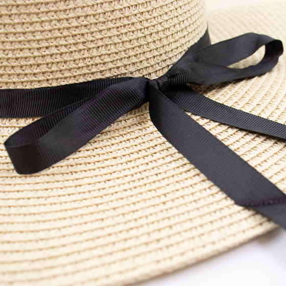 KAPELUSZ plażowy DAMSKI SŁOMKOWY kokarda letni SŁOMIANY duże rondo