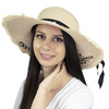 Kapelusz damski SŁOMKOWY DUŻY z napisem BEŻOWY