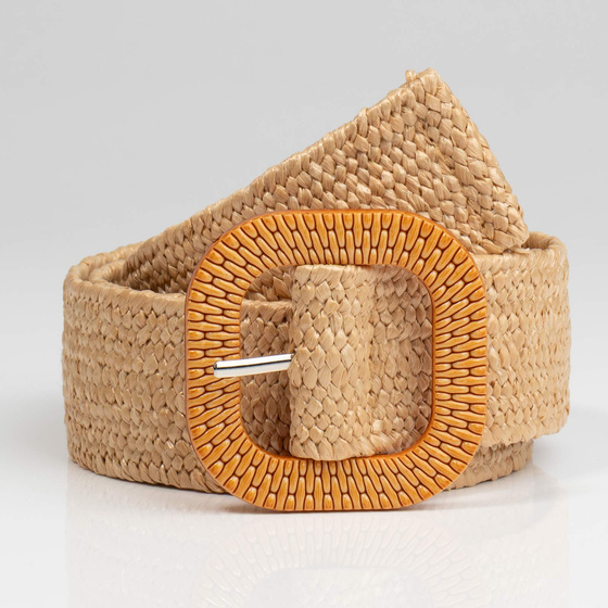 PASEK pas damski PLECIONY elastyczny rafia do sukienki SŁOMIANY PARCIANY