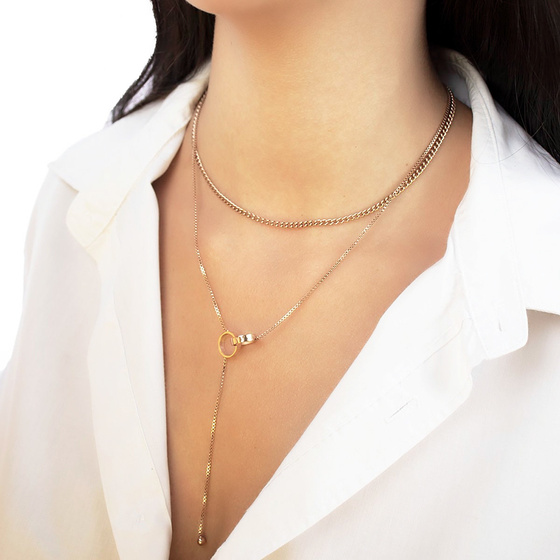 NASZYJNIK rose gold STAL SZLACHETNA POZŁACANA