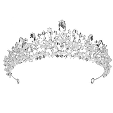 DIADEM Korona Tiara MISS GLOW ŚLUBNY srebrny cyrkonie KRYSZTAŁY