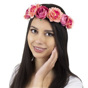 WIANEK NA GŁOWĘ piwonie KWIATY różowy ŚLUBNY