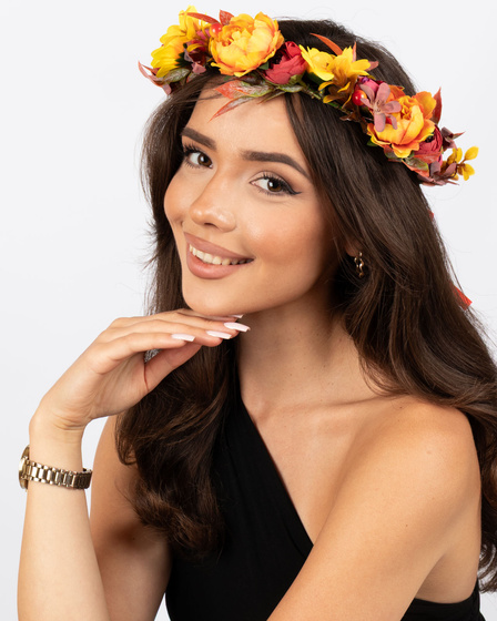 WIANEK na głowę Miss Glow BOHO ślubny PANIEŃSKI kwiaty REGIONALNY FOLK