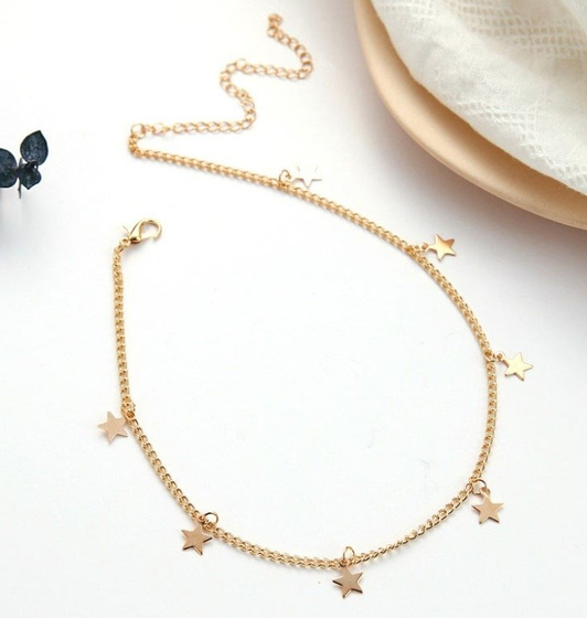 CHOKER naszyjnik GWIAZDKI delikatny ZŁOTY
