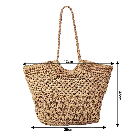 TORBA damska DUŻA SŁOMIANA pleciona plażowa KOSZYK shopper na lato