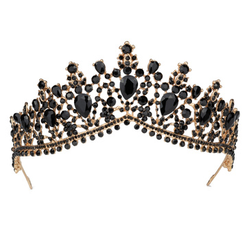 DIADEM Korona Tiara MISS GLOW Wieczorowy CZARNE cyrkonie KRYSZTAŁY