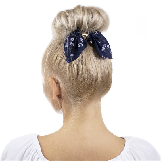 GUMKA do włosów FROTKA kwiaty SCRUNCHIES granatowa