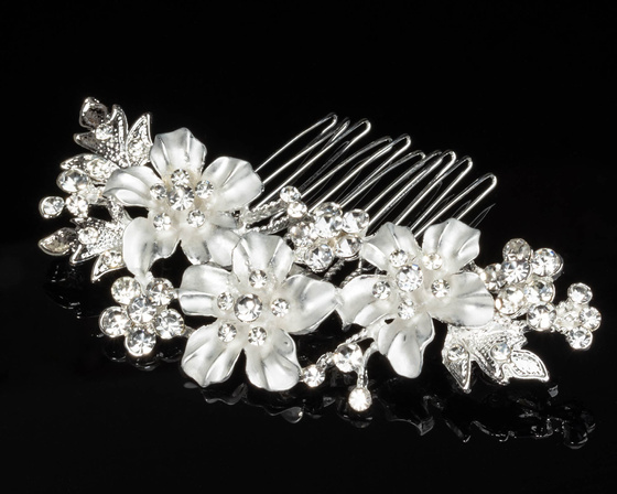 OZDOBA do włosów ŚLUBNA kwiatki cyrkonie GRZEBYK
