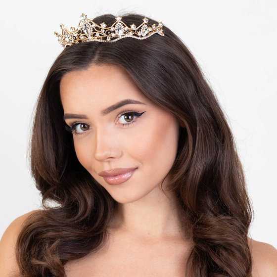 DIADEM OZDOBA do włosów KORONA ŚLUBNA ZŁOTA Ślub Panieński