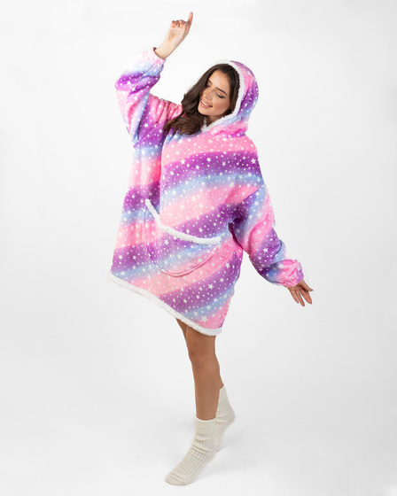 KOCOBLUZA KOC BLUZA CIEPŁA 2w1 GRUBA XXL FUTRZAK POLAR z kapturem OVERSIZE