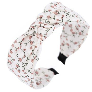 OPASKA DO WŁOSÓW szeroka WĘZEŁ turban BIAŁA kwiaty