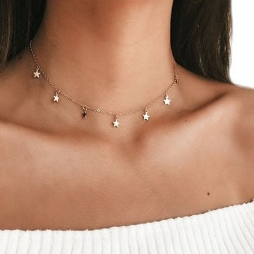 CHOKER naszyjnik GWIAZDKI delikatny ZŁOTY