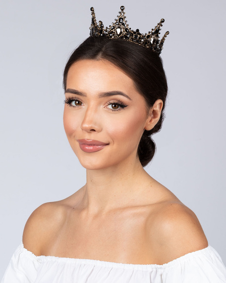 KORONA Diadem Tiara MISS GLOW Wieczorowa CZARNE cyrkonie KRYSZTAŁY