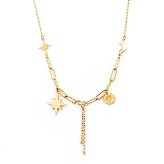 Naszyjnik STAL SZLACHETNA POZŁACANA boho DŁUGI