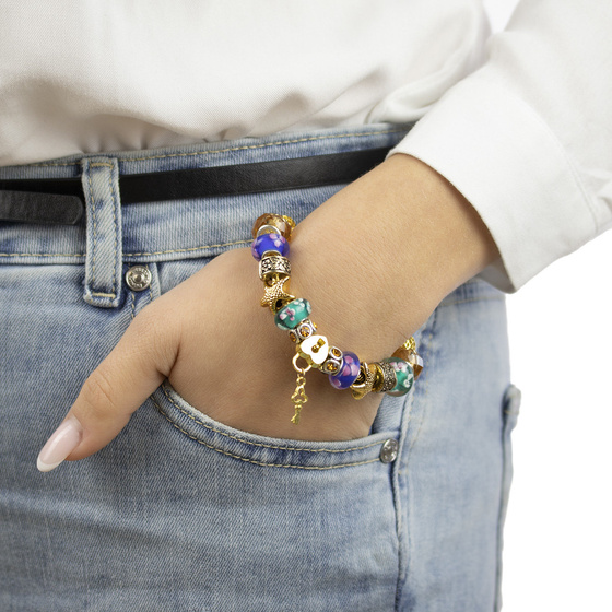 BRANSOLETKA złota charms STAL SZLACHETNA POZŁACANA