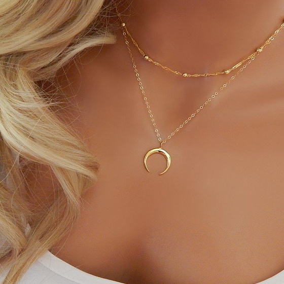 Naszyjnik choker STAL SZLACHETNA POZŁACANA księżyc