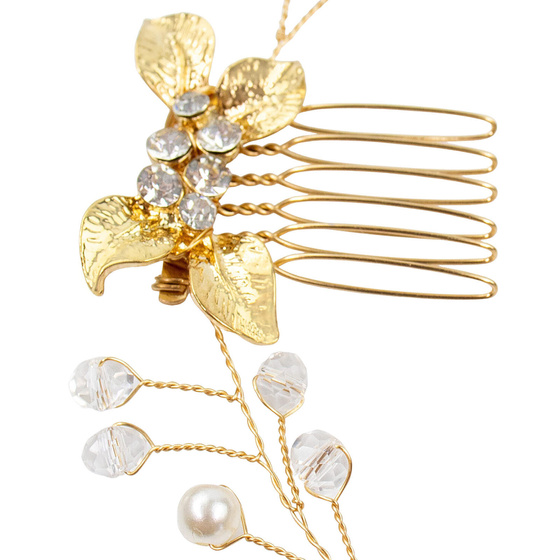 OZDOBA ŚLUBNA damska do włosów grzebyk PEREŁKI cyrkonie ślub