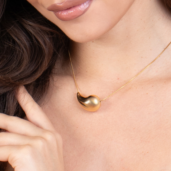 NASZYJNIK ZŁOTY ŁEZKA KROPLA - STAL SZLACHETNA POZŁACANA