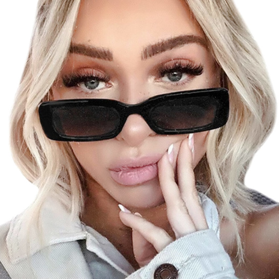 OKULARY PRZECIWSŁONECZNE czarne prostokątne RETRO