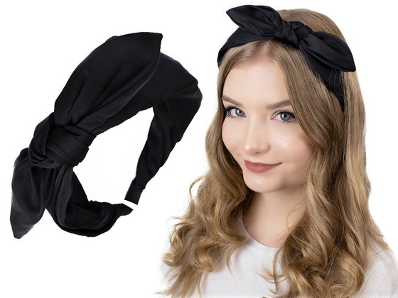 OPASKA DO WŁOSÓW czarna KOKARDA pin up WĘZEŁ