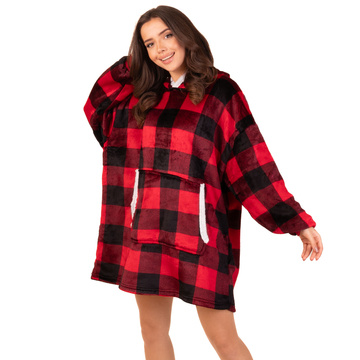 KOCOBLUZA KOC BLUZA CIEPŁA 2w1 GRUBA XXL FUTRZAK POLAR z kapturem OVERSIZE