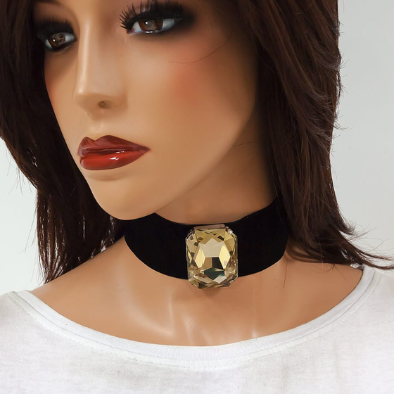 Choker NASZYJNIK aksamitny złoty