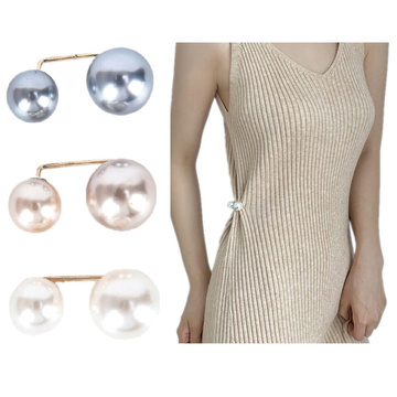 BROSZKA Zestaw 3 szt Biała Różowa Szara PEREŁKI Upięcie Złota PRZYPINKA