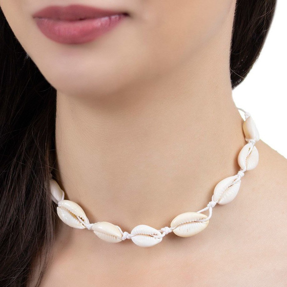 CHOKER naszyjnik Z MUSZELEK biały MUSZELKI