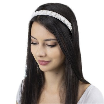 OZDOBA DO WŁOSÓW ślubna OPASKA biała szeroka PERŁY