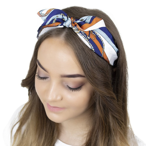 OPASKA DO WŁOSÓW szeroka NIEBIESKA KOKARDA pin up