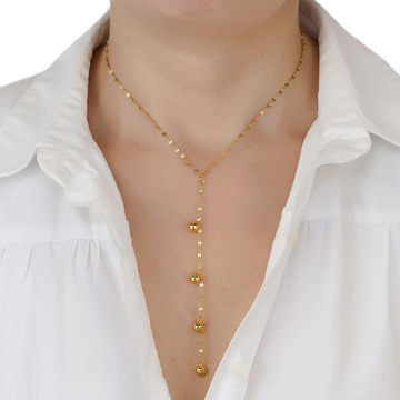 NASZYJNIK kulki STAL SZLACHETNA POZŁACANA długi