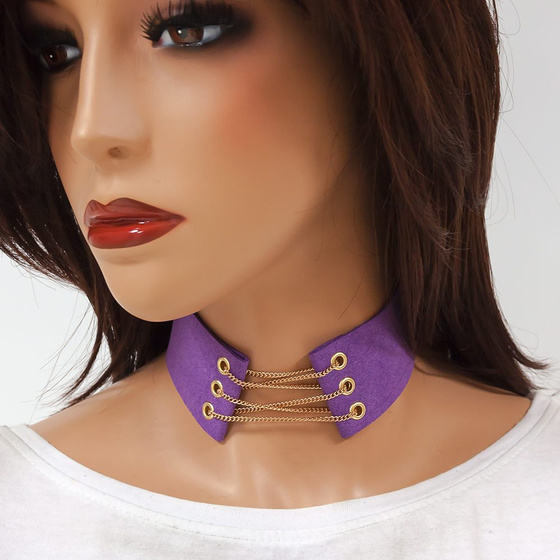 Choker NASZYJNIK przeplatany fioletowy
