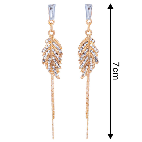 KOLCZYKI LISTKI eleganckie CYRKONIE długie WISZĄCE Boho