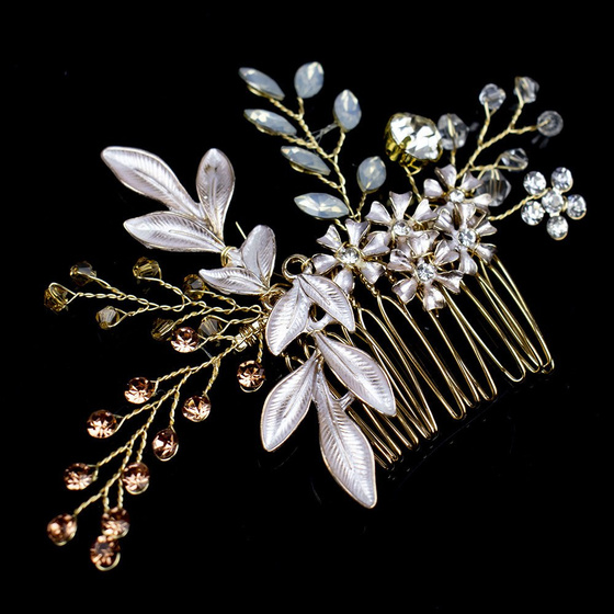 OZDOBA do włosów ŚLUBNA grzebyk CYRKONIE złota