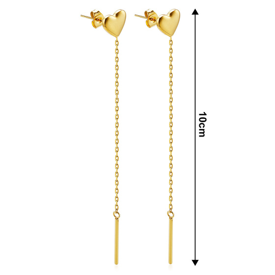 Kolczyki SERCA wiszące STAL SZLACHETNA POZŁACANA