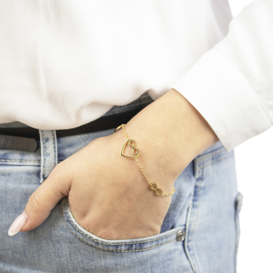 Bransoletka STAL SZLACHETNA POZŁACANA serduszka