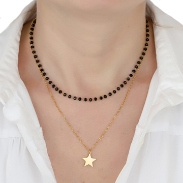 Naszyjnik długi STAL SZLACHETNA POZŁACANA gwiazda