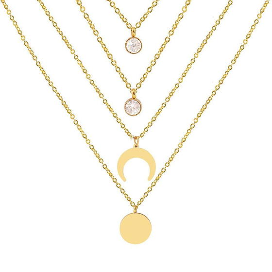 Naszyjnik DŁUGI księżyc STAL SZLACHETNA POZŁACANA