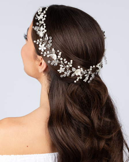 OZDOBA DO WŁOSÓW długa ŚLUBNA STROIK ŚLUB SREBRNA