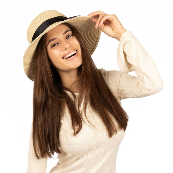 KAPELUSZ DAMSKI Alessio słomkowy boho lato plaża słomiany KOKARDA