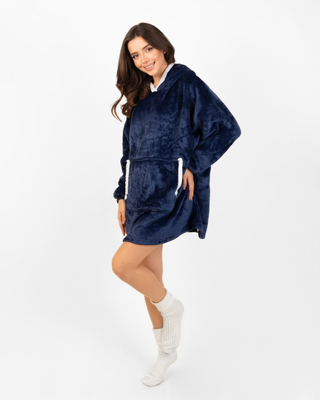 KOCOBLUZA KOC BLUZA CIEPŁA 2w1 GRUBA XXL FUTRZAK POLAR z kapturem OVERSIZE